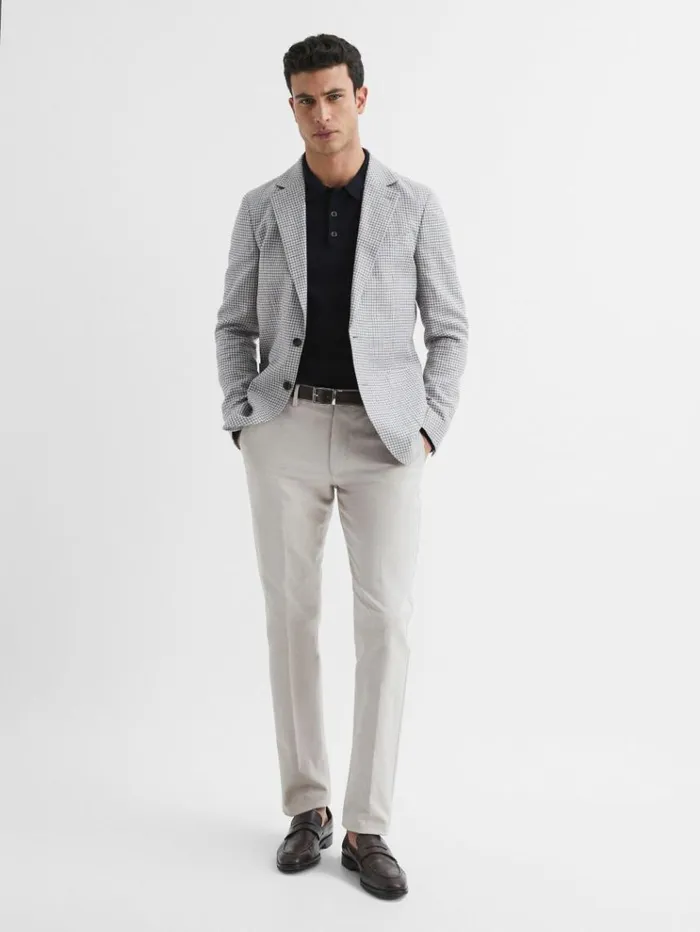 REISS Polo Shirts Men Merino Wool Polo Shirt Navy