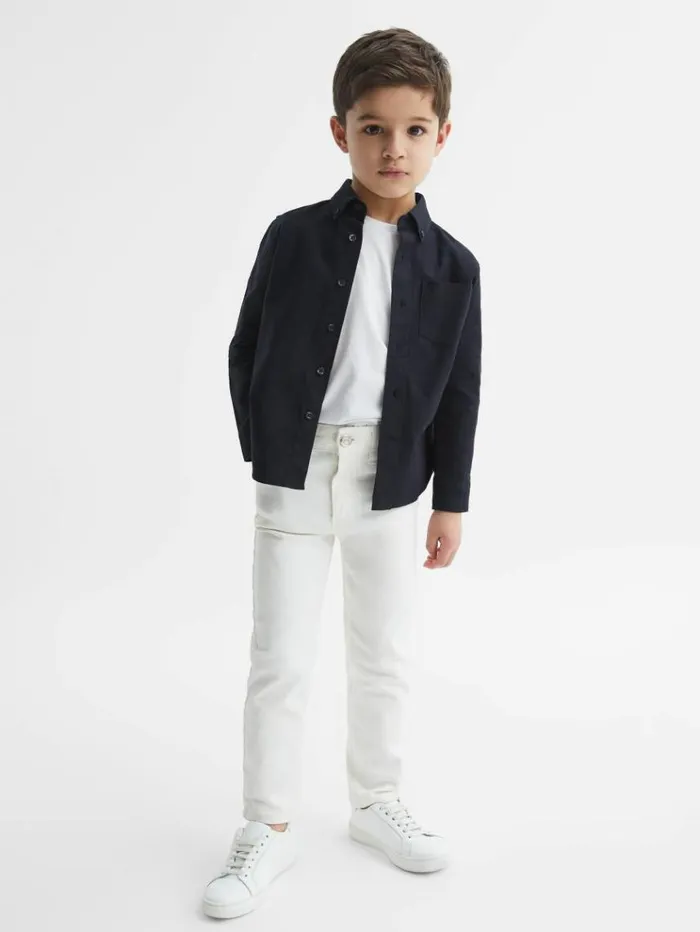 REISS Shirts Children Slim Fit ButtonDown Oxford Shirt Navy