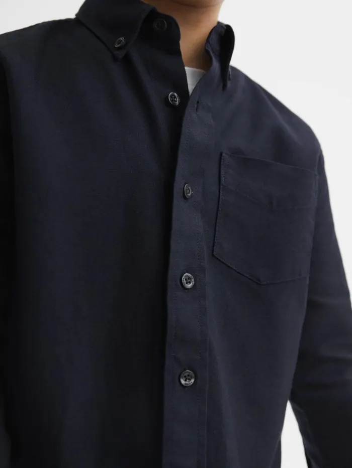 REISS Shirts Children Slim Fit ButtonDown Oxford Shirt Navy