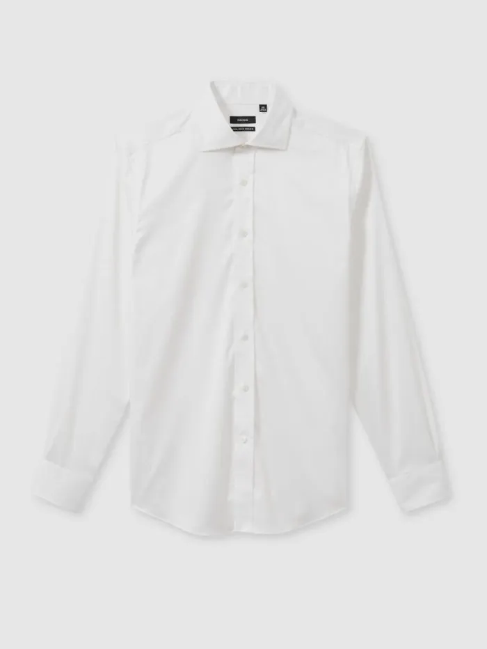 REISS Shirts Men CottonTencel Stretch Shirt White