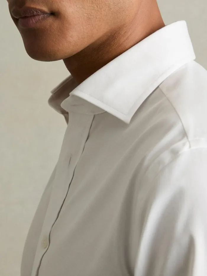 REISS Shirts Men CottonTencel Stretch Shirt White