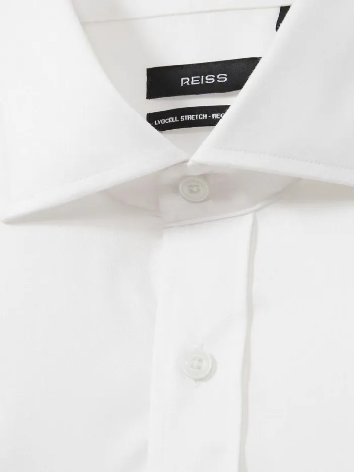 REISS Shirts Men CottonTencel Stretch Shirt White