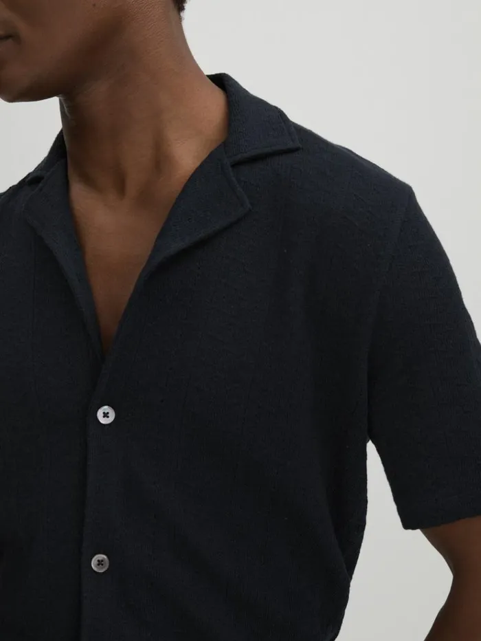 REISS Shirts Men Oscar Jacobson 100 Cotton OpenCollar Polo Shirt Navy