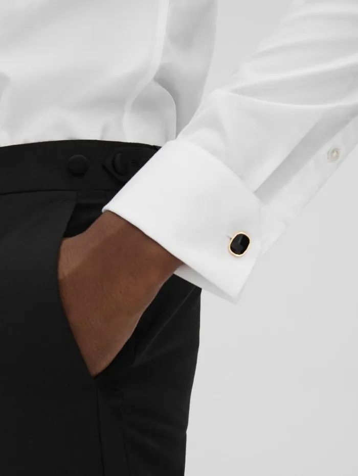 REISS Shirts Men Slim Fit Double Cuff Tuxedo Shirt White