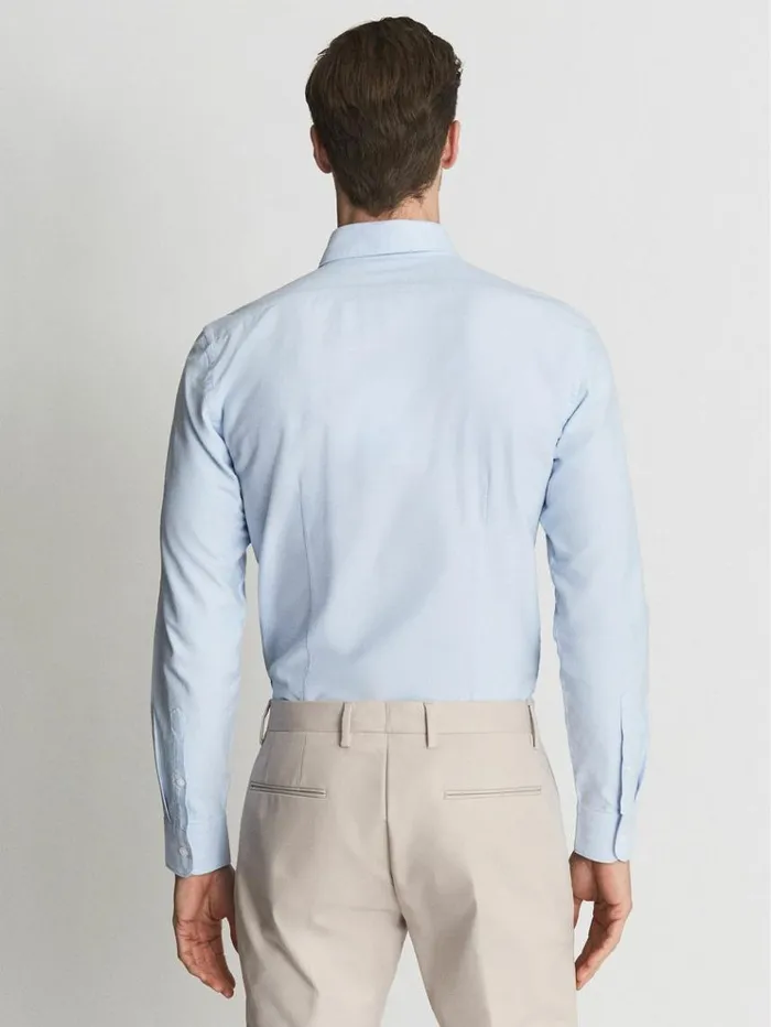REISS Shirts Men Soft Wash Button Down Oxford Shirt Soft Blue