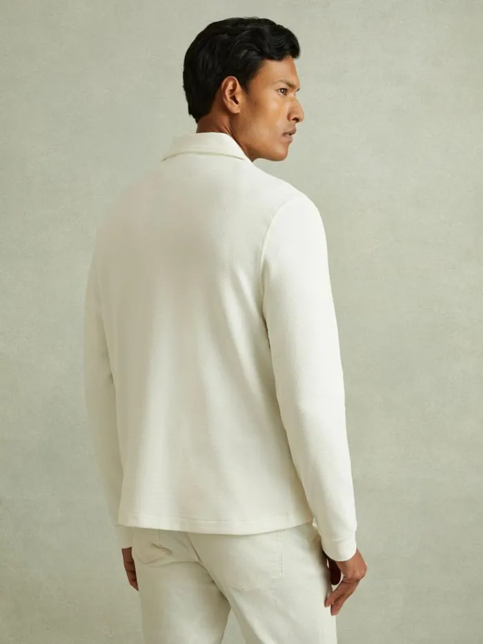 REISS Shirts Men Textured Zip Through Jacket Off White