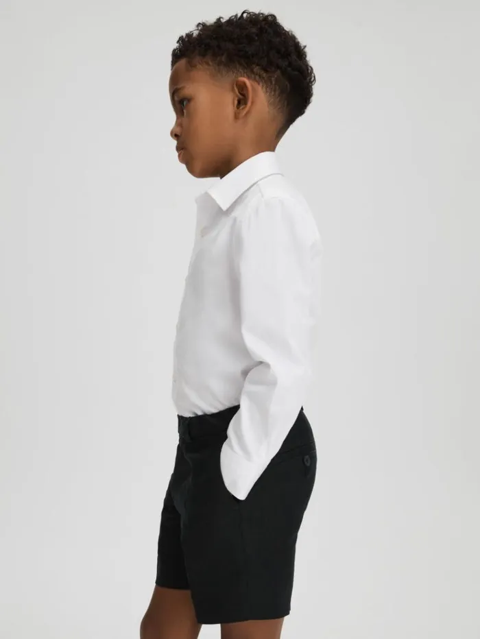 REISS Shorts Children Slim Fit Linen Adjustable Shorts Navy