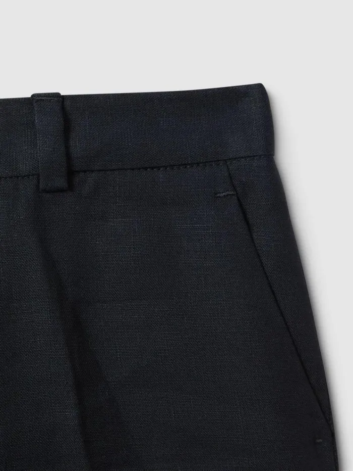 REISS Shorts Children Slim Fit Linen Adjustable Shorts Navy