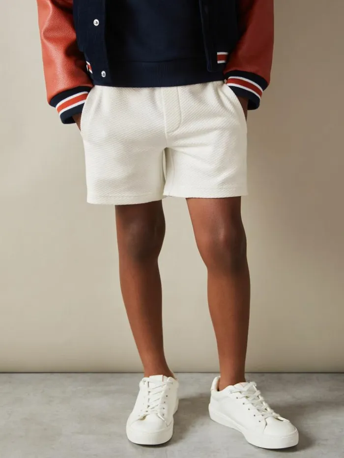 REISS Shorts Children Textured Drawstring Shorts Off White