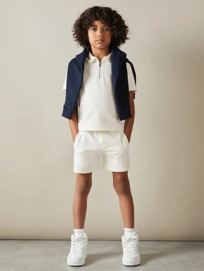 REISS Shorts Children Textured Drawstring Shorts Off White