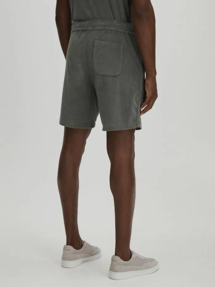REISS Shorts Men Paige Terry Drawstring Shorts Grey