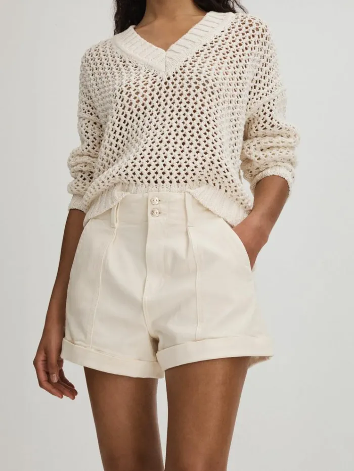 REISS Shorts Women Paige High Rise Shorts With TurnedUp Hems Sand