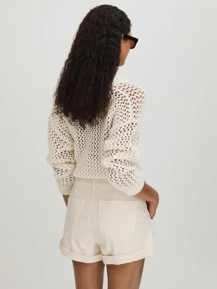 REISS Shorts Women Paige High Rise Shorts With TurnedUp Hems Sand