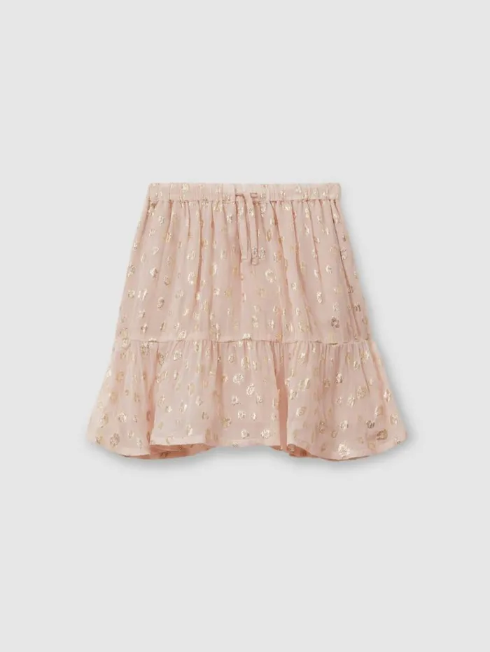 REISS Skirts and Shorts Children Metallic Print Flounced Hem Skirt Pink
