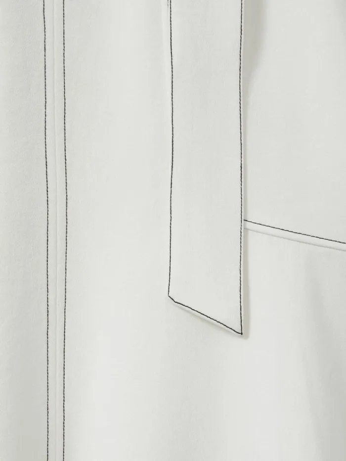 REISS Skirts Women Contrast Stitch Belted Midi Skirt Ivory