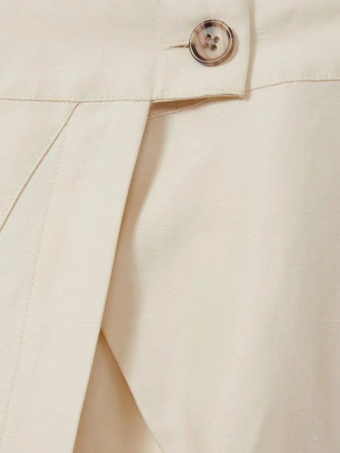 REISS Skirts Women Wrap Front Midi Skirt With Linen Beige
