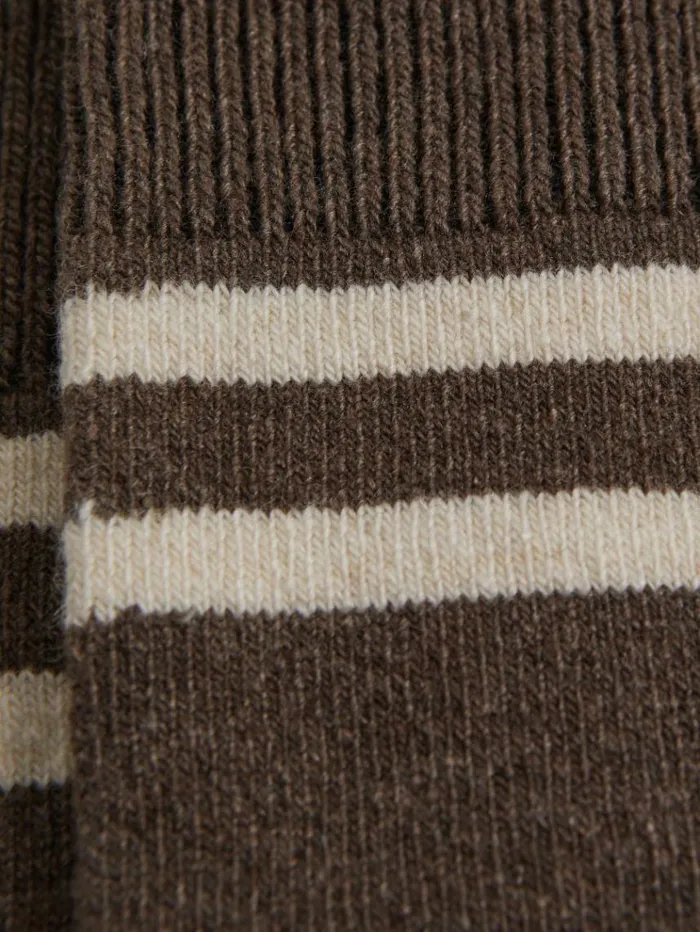 REISS Socks and Underwear Men Wool Blend Striped Crew Socks Brown Melange