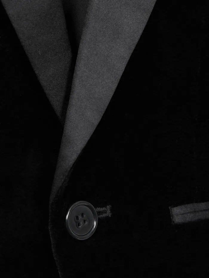 REISS Suits and Tailoring Children Velvet Single Breasted Blazer Black