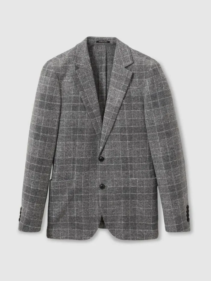 REISS Suits and Tailoring Men Checked Single Breasted Blazer With Wool Grey