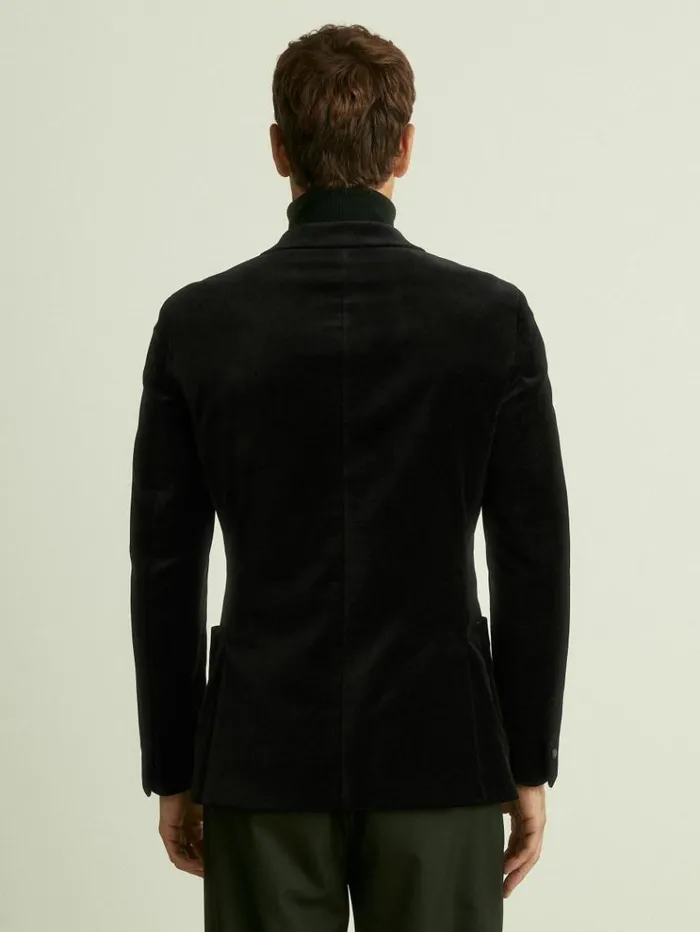 REISS Suits and Tailoring Men Cotton Blend Velvet Tuxedo Jacket Black