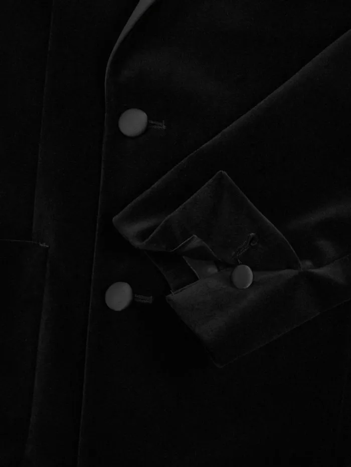 REISS Suits and Tailoring Men Cotton Blend Velvet Tuxedo Jacket Black