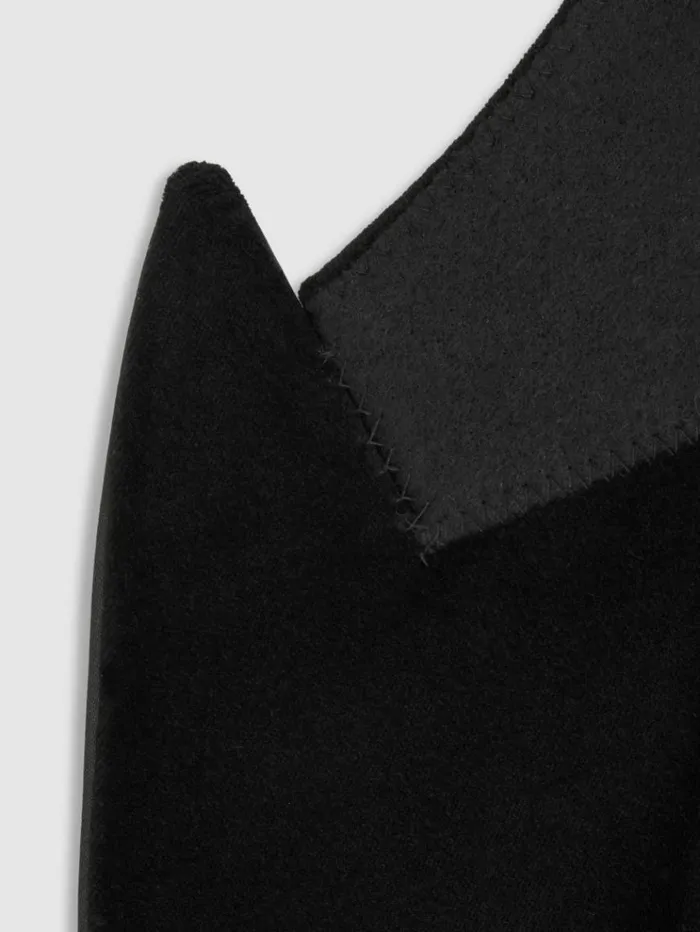 REISS Suits and Tailoring Men Cotton Blend Velvet Tuxedo Jacket Black
