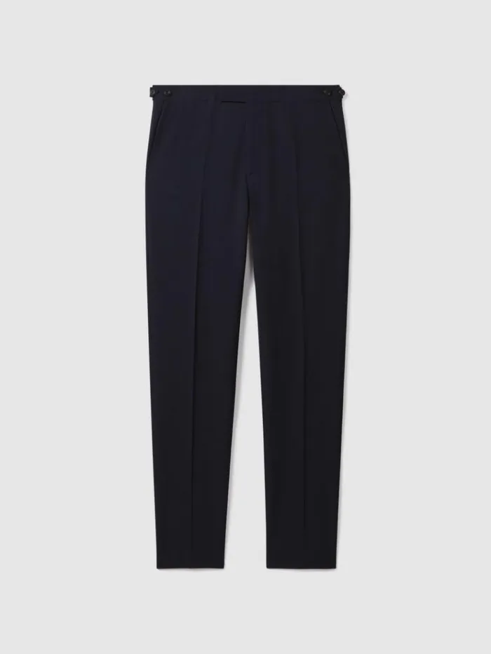 REISS Suits and Tailoring Men Slim Fit Side Adjuster Trousers Navy