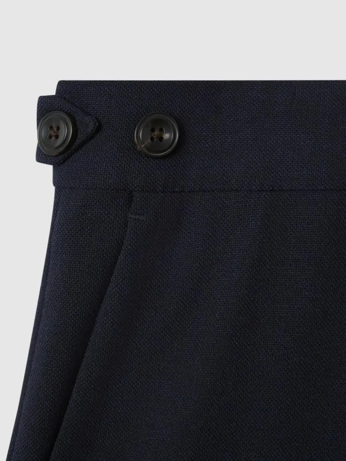 REISS Suits and Tailoring Men Slim Fit Side Adjuster Trousers Navy