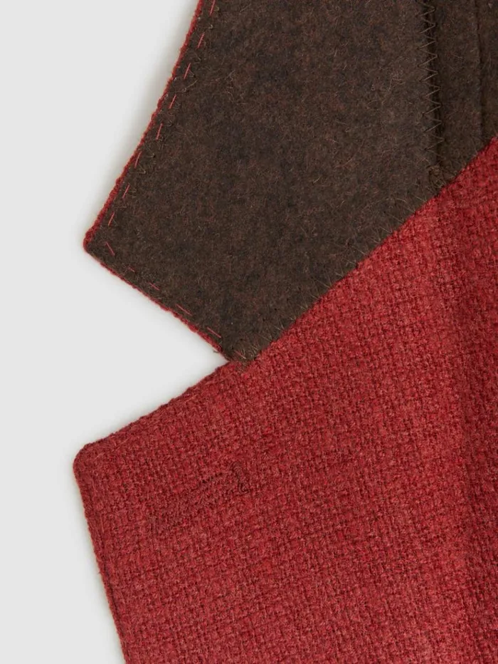 REISS Suits and Tailoring Men Slim Fit Textured Wool Blend Single Breasted Blazer Rust Red