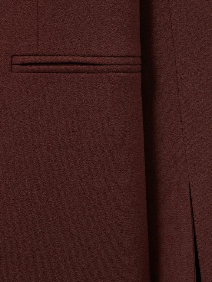 REISS Suits and Tailoring Women Florere Collarless Double Breasted Blazer Burgundy