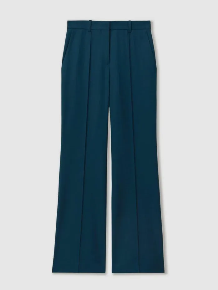 REISS Suits and Tailoring Women Wide Leg Wool Blend Suit Trousers Teal