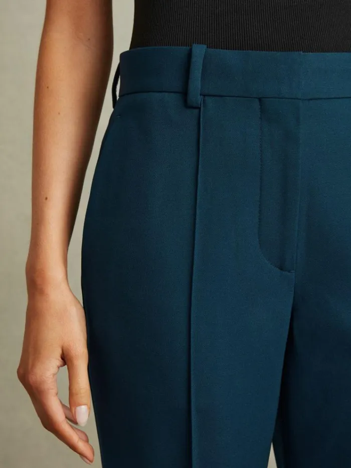 REISS Suits and Tailoring Women Wide Leg Wool Blend Suit Trousers Teal