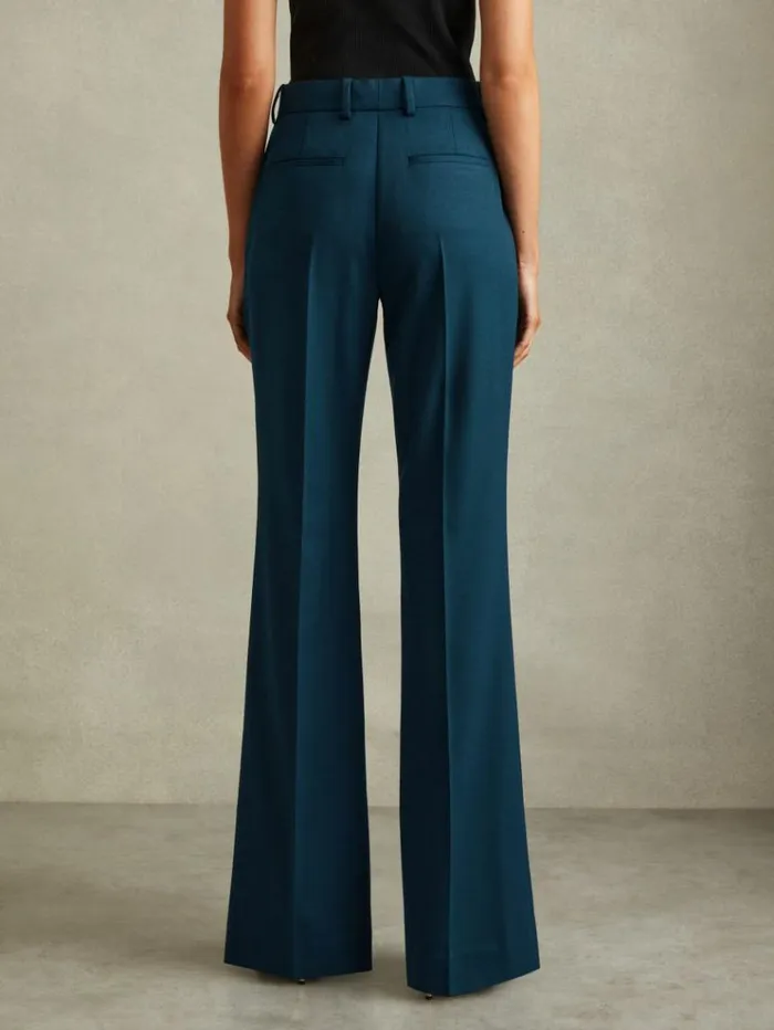 REISS Suits and Tailoring Women Wide Leg Wool Blend Suit Trousers Teal