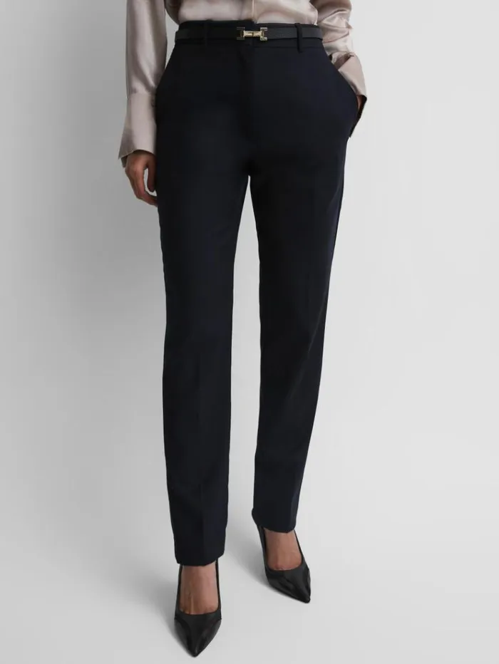 REISS Suits and Tailoring Women Wool Blend Tapered Suit Trousers Navy