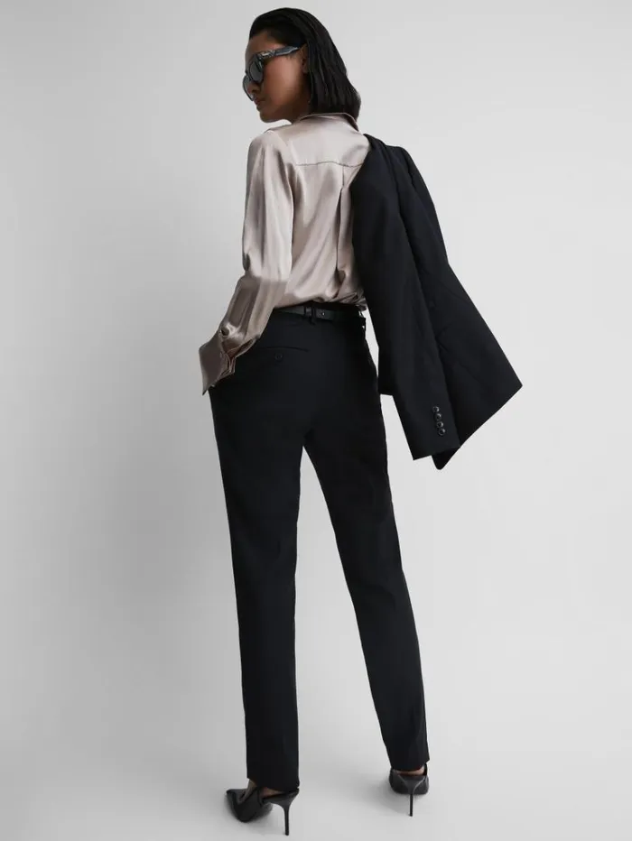 REISS Suits and Tailoring Women Wool Blend Tapered Suit Trousers Navy