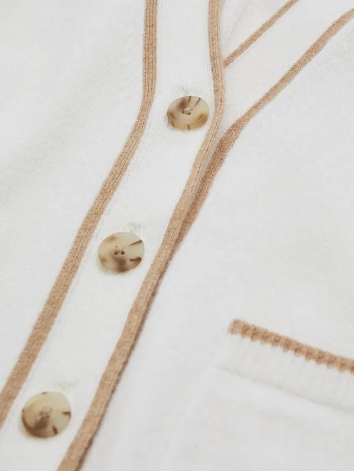 REISS Sweaters Children Relaxed WoolCashmere Cardigan Cream