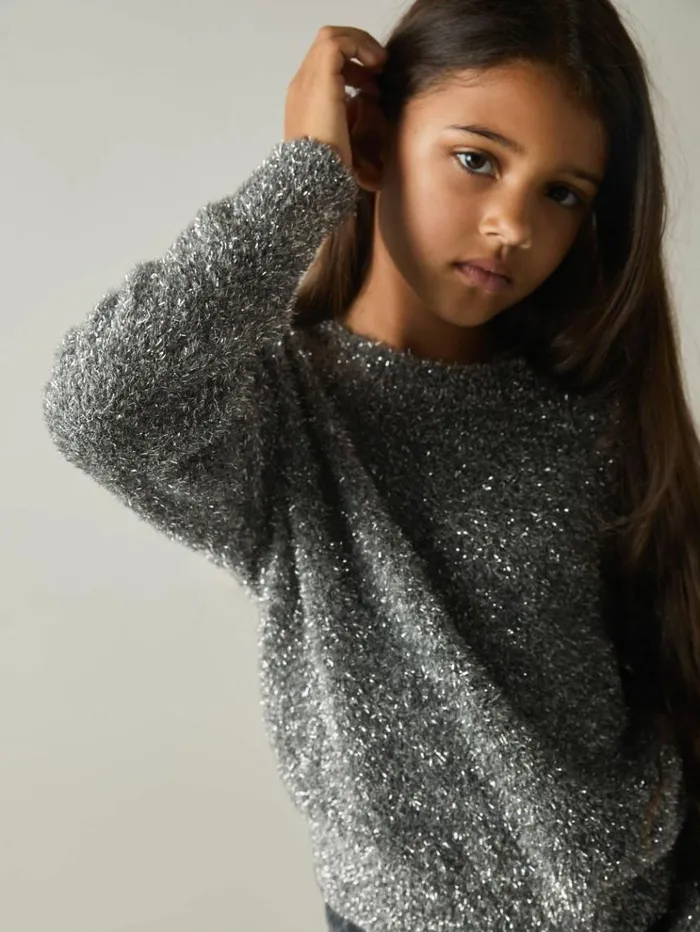 REISS Sweaters Children TinselYarn Jumper Silver