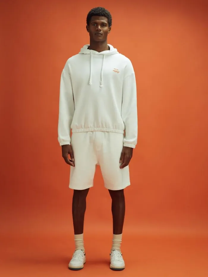 REISS Sweaters Men McLaren F1 Elasticated Cotton Hoodie White