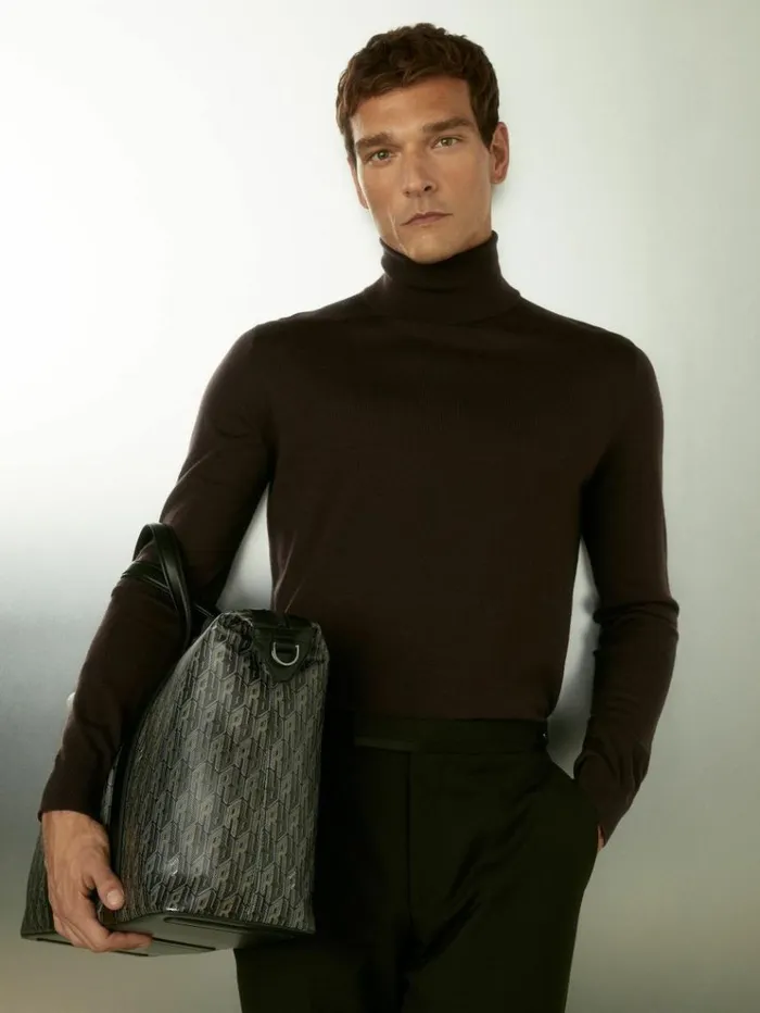 REISS Sweaters Men Merino Roll Neck Jumper Dark Bordeaux