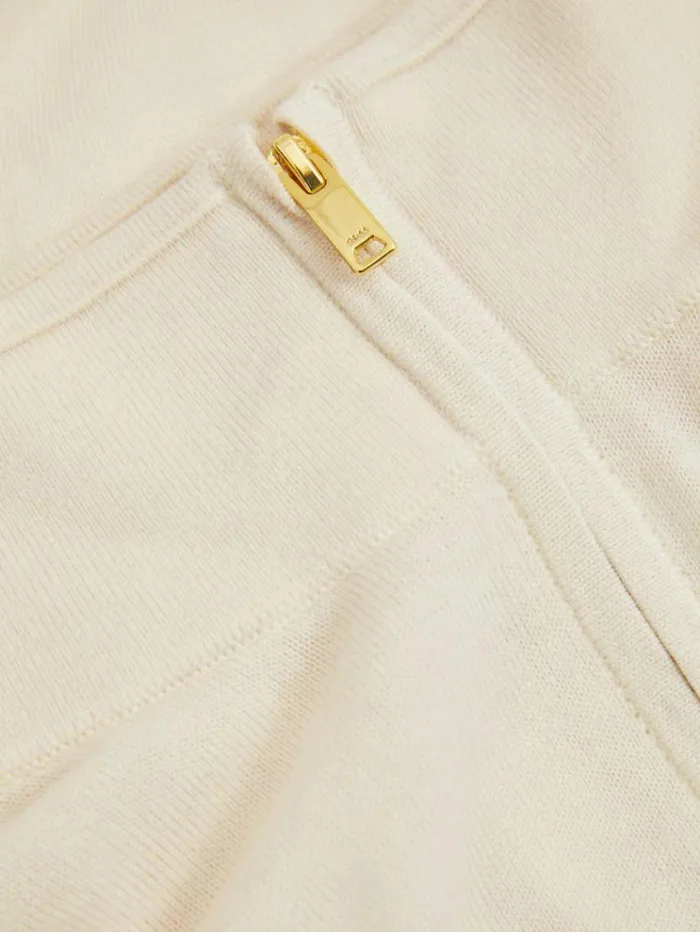 REISS Sweaters Men Merino Wool HalfZip Funnel Neck Jumper Snow