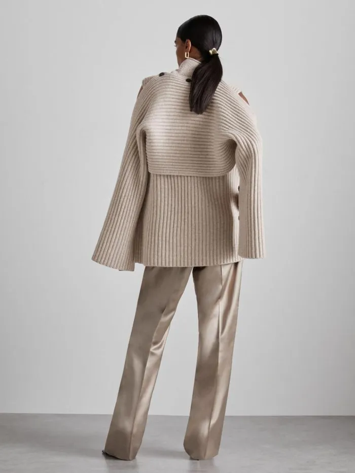 REISS Sweaters Women Atelier WoolBlend ButtonedSleeve Jumper With Cashmere Neutral