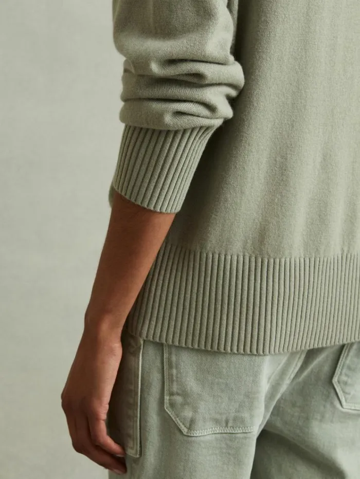 REISS Sweaters Women Wool Blend Drawstring Hoodie With Cashmere Sage