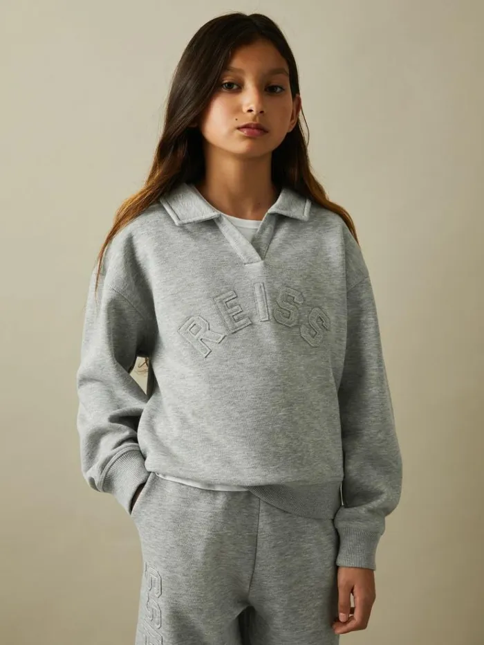 REISS Sweats and Hoodies Children Applique Logo Sweatshirt Grey