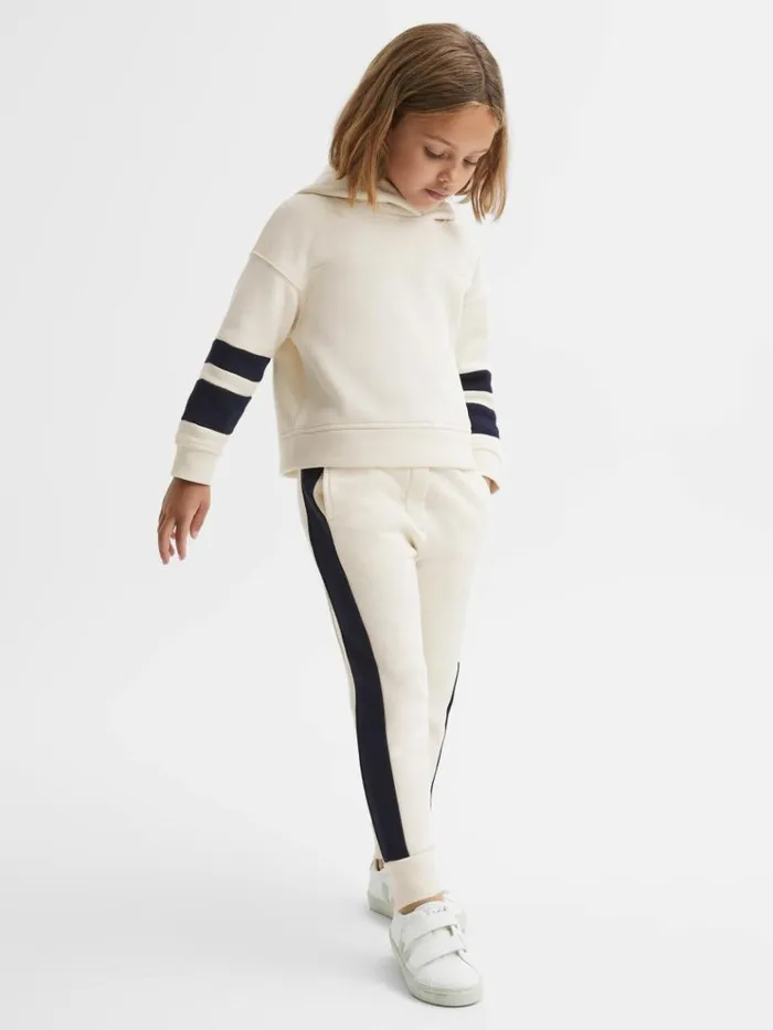 REISS Sweats and Hoodies Children Cotton Blend Colourblock Hoodie And Joggers Set Ecru