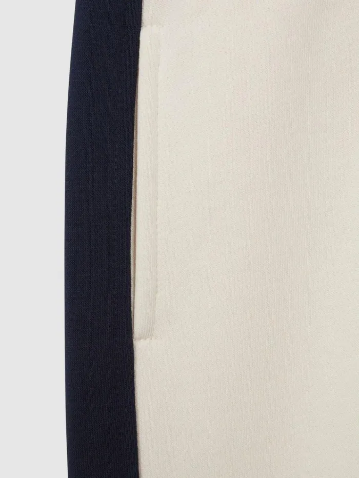 REISS Sweats and Hoodies Children Cotton Blend Colourblock Hoodie And Joggers Set Ecru