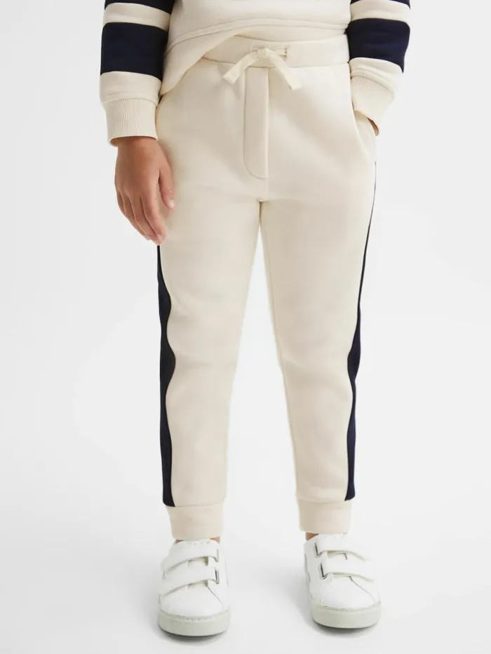 REISS Sweats and Hoodies Children Cotton Blend Colourblock Hoodie And Joggers Set Ecru