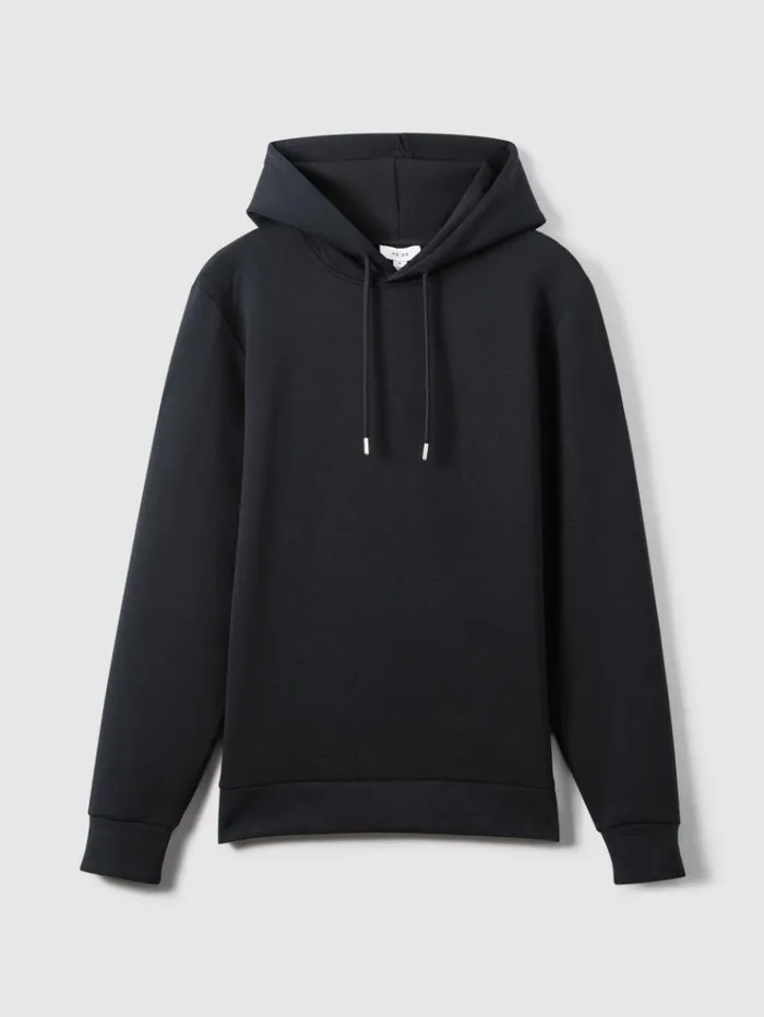 REISS Sweats Hoodies and Joggers Men Interlock Jersey Hoodie Navy Blue REISS Sweats Hoodies and Joggers Men Interlock Jersey Hoodie Navy Blue