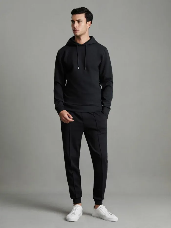 REISS Sweats Hoodies and Joggers Men Interlock Jersey Hoodie Navy Blue REISS Sweats Hoodies and Joggers Men Interlock Jersey Hoodie Navy Blue