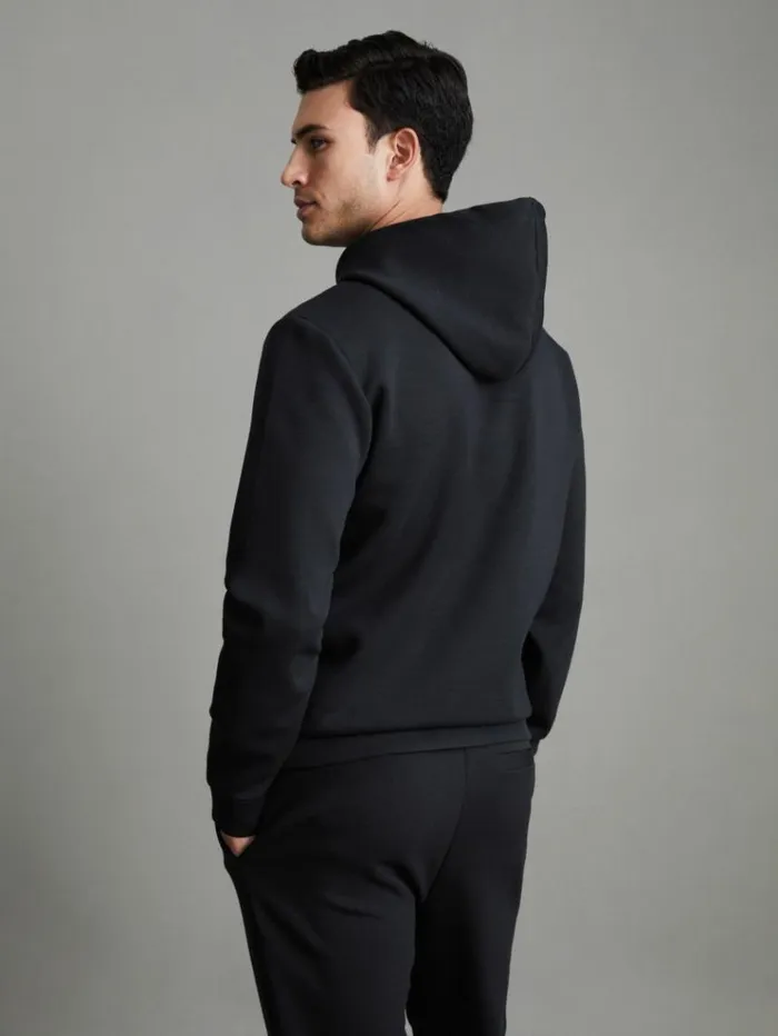 REISS Sweats Hoodies and Joggers Men Interlock Jersey Hoodie Navy Blue REISS Sweats Hoodies and Joggers Men Interlock Jersey Hoodie Navy Blue