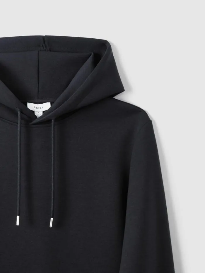 REISS Sweats Hoodies and Joggers Men Interlock Jersey Hoodie Navy Blue REISS Sweats Hoodies and Joggers Men Interlock Jersey Hoodie Navy Blue